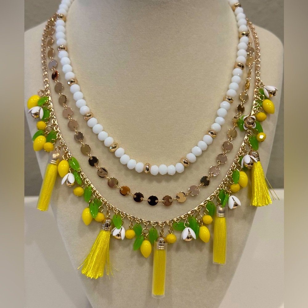 Lilly Pulitzer Lemon Grove Tassel Necklace NWT - Picture 5 of 6